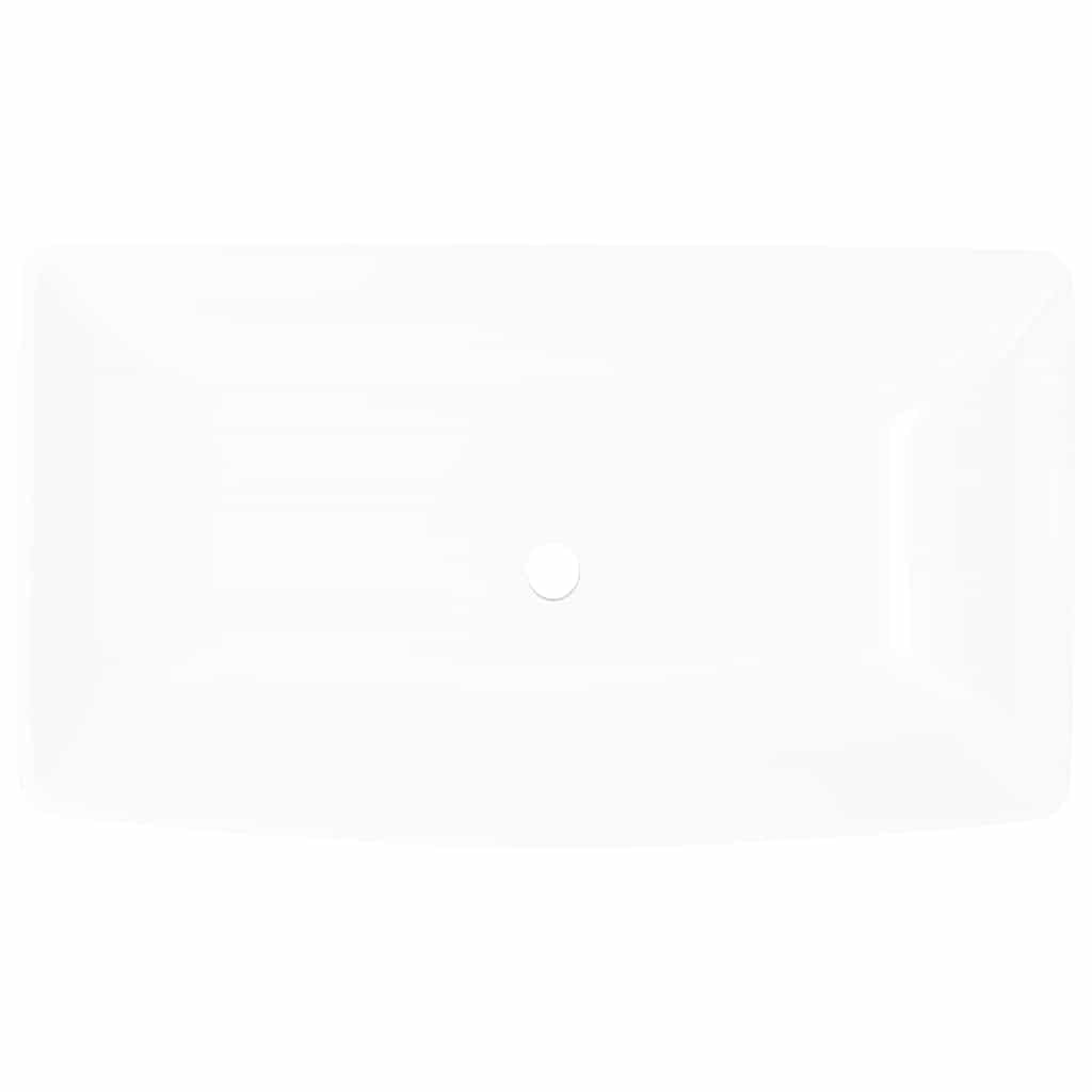 vidaXL Lavabo de Baño Lujoso Rectangular de Cerámica Blanco Lavamanos de Aseo