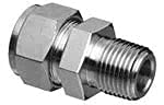 stainless steel double ferrule pipe compression fitting male connector nipple new technology swagelok type (1/16" inch od x 1/8" npt)