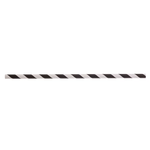 TableCraft 100113 Straws, 7-3/4"L, 6mm Thick, Individually Wrapped, Paper, Black Striped (500 per Pack), 6 Pack per case