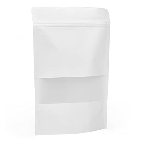 Bolsas de embalaje en papel kraft blanco texturizado con ventana mate 2