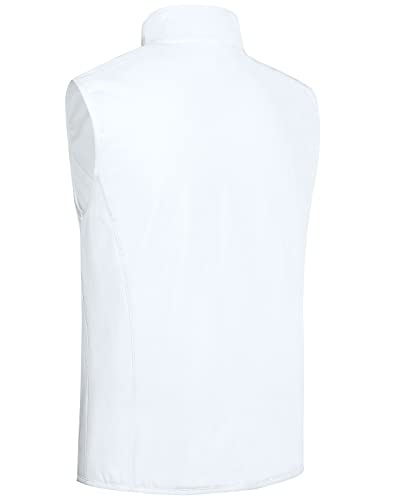Fit Space Men's Lightweight Vest Softshell Sleeveless Windproof Jacket With Zipper Pocket Cycling Travel Hiking Running Golf (White,X-Large) #TOP1