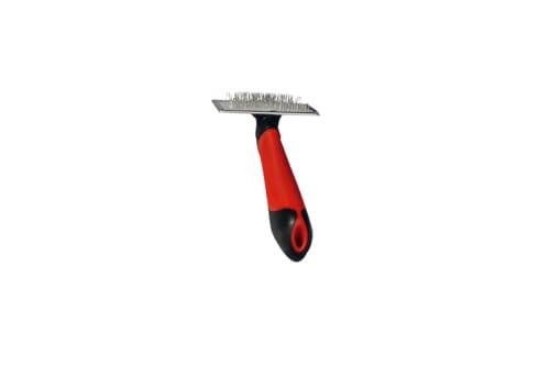 Karlie 1030217 - Spazzola professionale per cani, taglia M, in gomma, rosso/nero, 16,5 x 6,5 cm