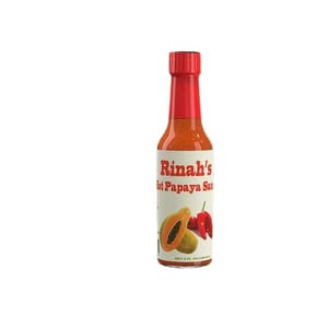 Miniatura 3 de Salsa picante de papaya hecha con papaya. Salsa picante estilo caribeño de Rinah. Pimientos habaneros, sal y condimentos. Paquete de 4. Ideal para