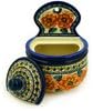 Polmedia Polish Pottery Wall Jar UNIKAT - Peach Poppies Pattern Handmade in Boleslawiec Poland + Certificate of Authenticity
