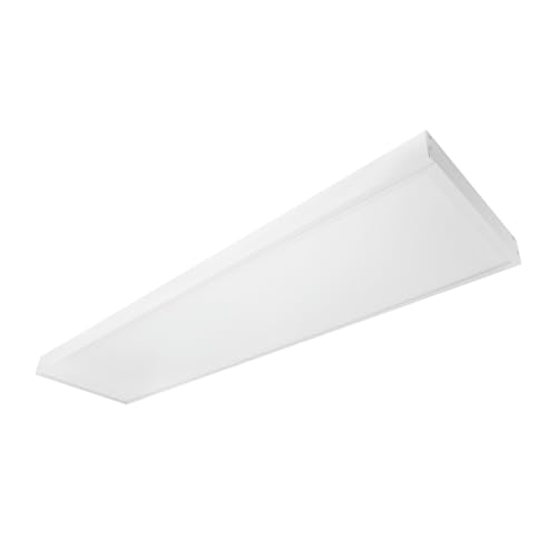 G.W.S® Premium 42W Ultra Slim White Frame 1200mmx300mm (4'x1') Rectangular LED Surface Mounted Flat Panel Light Office Ceiling Light Neutral White, Mounting Frame Kit Included