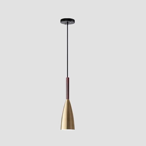 Suspension moderne E27 en métal or et bois réglable pour cuisine