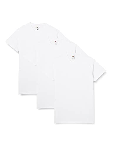 Fruit of the Loom Valueweight V Neck T 3 Pack T-Shirt, Blanc, (Taille Fabricant: Medium) Homme