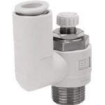 SMC AS1301F-M5-06 Air Flow Control Valve with Push-to-Connect Fitting, PBT & Nickel Plated Brass, Universal, M5 Male x 6 mm Tube OD (Pack of 10)