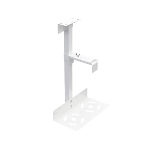 Soporte para Torre de PC Ajustable en Altura y Ancho, Montaje Bajo Escritorio o Pared, Resistente Acero, Carga hasta 25 kg, Blanco