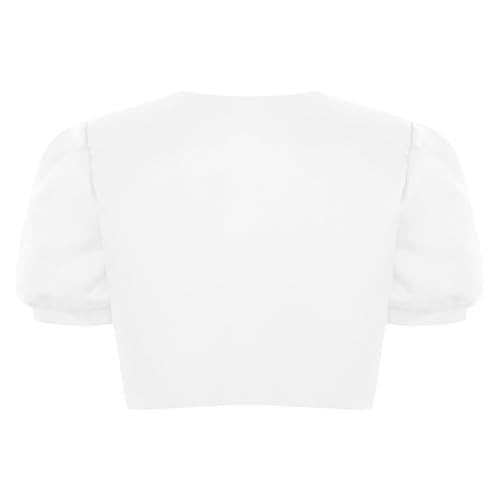 Girl's Short Puff Sleeve Satin Bolero Jacket Princess Flower Girl Dress Coat Formal Jacket4