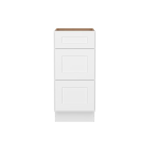 Image of Furinno Shaker Drawer Base Kitchen Cabinet with 3-Drawers, Ready to Assemble, 24 D x 15 W x 34.5 H, White