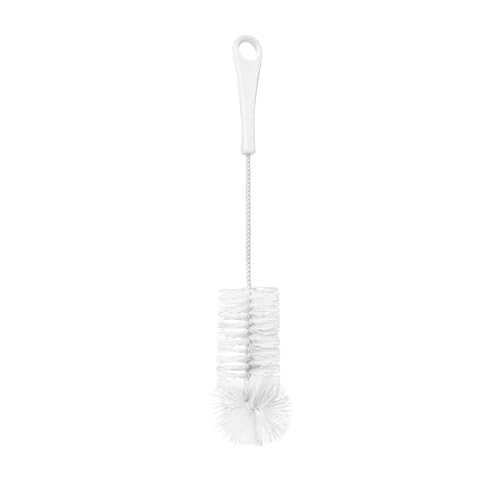 Fackelmann 41580 Goupillon de nettoyage pour gourde et bouteille, goupillon bouteille, goupillon biberon, Plastique, Nylon, Blanc, 33 cm