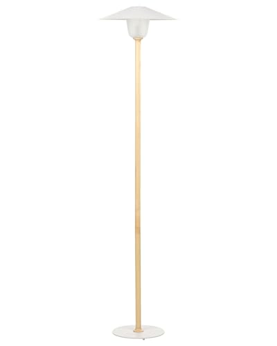 Beliani Lampadaire en Bois à Abat-Jour Conique Blanc Moderne pour Salon Etude Moppy