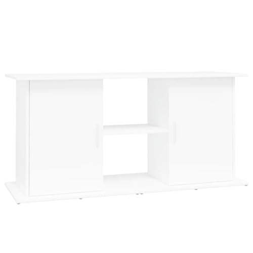 vidaXL Support pour Aquarium, Armoire pour Aquarium avec Compartiments et Étagères, Meuble de Base pour Aquarium avec Rangement Intérieur, Blanc Bois...