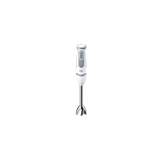 Braun Stabmixer MQ 5235WH Stabmixer – MultiQuick 5 Vario Pürierstab mit Edelstahl Mixfuß, 1000 Watt, inkl. 3-teiligem Zubehör-Set, weiß/grau