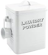 HOMION Laundry Powder Bin Washing Powder Storage Tin with Scoop Grey/ White (White), (PHM011-12)