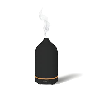 Tubble® Porcelain Aroma Diffuser Seashell White - Etherische Olie - Vernevelaar - Yoga - Aromatherapy - Onyx Black Cover