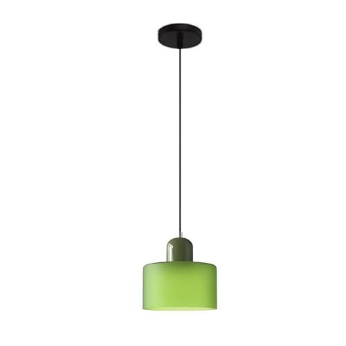 S-Cevada Suspension Verre Coloré Petite Moderne Réglable pour Chambre Îlot de Cuisine Salon Couloir Salle à Manger Luminaire (Vert mat)