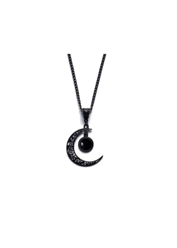 GAUEIOUR Moon Crystal Pendant, Dark Gothic Alloy, Punk Style Moon Necklace - Halloween, Valentine's, Christmas, New Year Jewelry Gift for Women & Girls