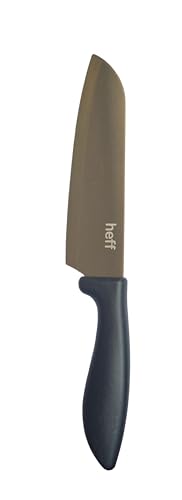 Image of Heff Santoku, Japanese Chef Kitchen Knife, Stainless Steel Blade, 7 Inch Blade (Black)