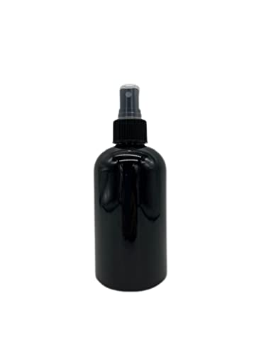 Natural Farms 8 oz Plastic Black Boston BPA FREE Bottles - 8 Pack Empty Refillable Containers - Essential Oils Cleaning Products - Aromatherapy - Black Fine Mist Sprayers - Made in the USA2