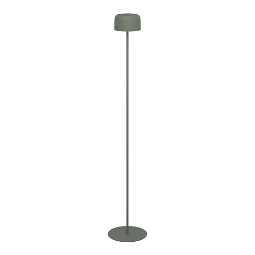 Eglo Lampada a stelo a energia solare Roccanova, a batteria, per interni ed esterni, per soggiorno, dimmerabile in 3 livelli, in acciaio verde, colore luce: bianco caldo, IP44