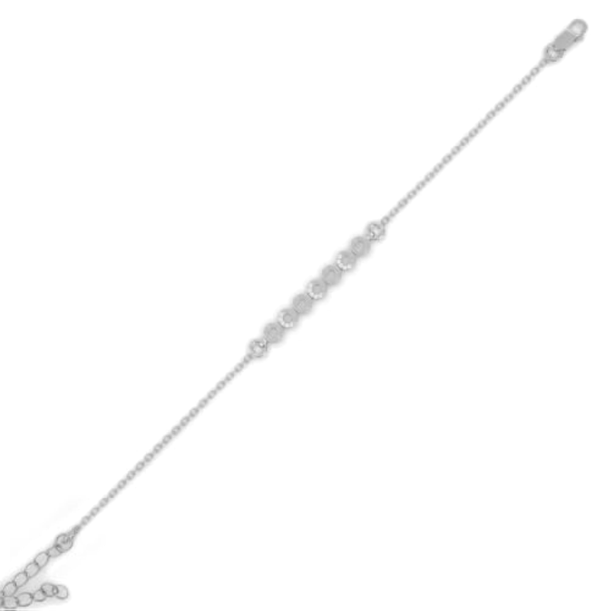 Women's 925 Sterling Silver Beaded Bar Bracelet, Adjustable