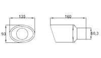 Uniwersalna osłona rury wydechowej ze stali nierdzewnej 135 x 93 mm przyłącze 45-57 mm