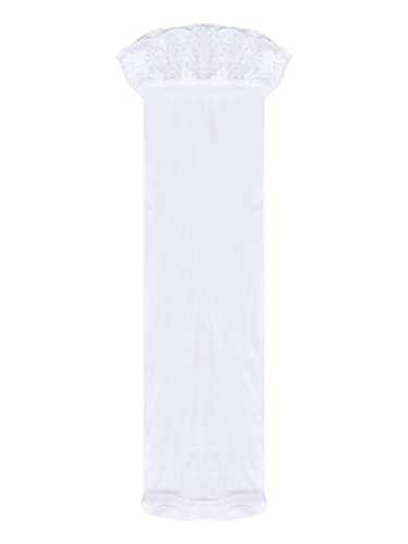 Oyolan Women Semi See-Through Glossy Pencil Skirt Lace Top High Waist Bodycon Skirts Stretch Mini Skirt White One Size #TOP4