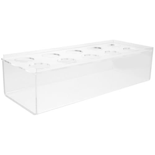 Veemoon Jarrón Floral Rectangular de Acrílico Transparente 25x10x6,5 Cm 10 Agujeros para Centros de Mesa Decoración de Bodas y Hogar, Florero Hidropónico Elegante y Moderno