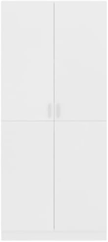 Freestanding Multi-Layer Kitchen Floor Cupboard，Wardrobe with Shelf and Hanging Rail Clothes Storage Cupboards Unit 2 Door Wardrobe Wardrobes for Bedroom-high Gloss White-high Gloss White