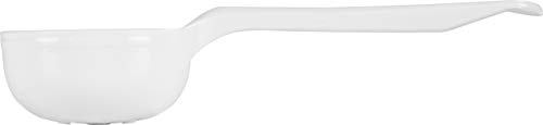 Image of Carlisle FoodService Products 8 inch 3 oz Perforated Portion Control Spoon - Short Handle spoon - Flat Bottom spoon, Dishwasher Compatible, White
