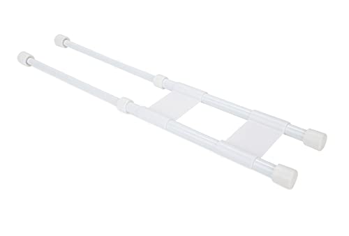 Camco 17" Double RV Refrigerator Bar -Holds Food and Drinks in Place During Travel - Prevents Messy Spills - Spring Loaded and Extends Between 10" and 17" - White (44093)