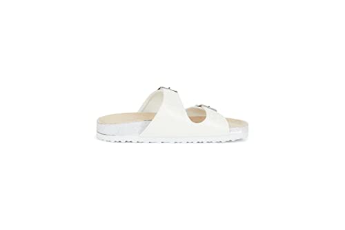 Girl's Shimmer Leopard Footbed Slide Sandals, Sparkly Flats With Glitter, White Size 1 #TOP5