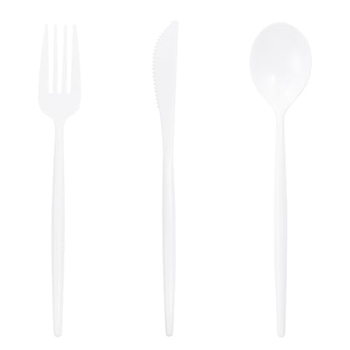 Supernal 180PCS White Plastic Silverware,White Utensils Set Disposable,Disposable Silverware Include 60 Forks,60 Knives,60 Spoons,Heavy Duty Party Cutlery for Birthday,Dinner,Wedding by supernal - Used condition - US$21.74