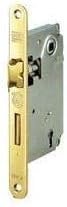 Serratura tipo AGB Serie CENTRO D. 90 con Scrocco con Cassa Ridotta Patent - Bordo Tondo - Ottone e Cromo Satinata (Ottonata)