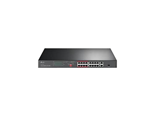 TP-Link TL-SL1218P | 16 Port 10/100Mbps Fast Ethernet PoE Switch | 16 PoE+ Ports @150W, w/ 2 Uplink...