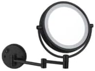 Nameeks AR7705-7X Glimmer 8" Diameter Modern Circular Framed Bathroom Wall Mirror with Light - Matte Black