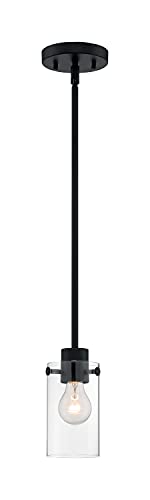 Image of Nuvo 60 /7270 Sommerset 1-Light Mini Pendant Fixture with Clear Glass - Matte Black Finish