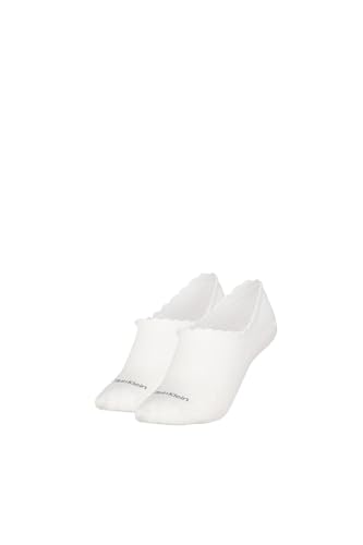Calvin Klein Lot de 2 paires de chaussettes Diamond Open Work High Cut Footie pour femme, Blanc., taille unique