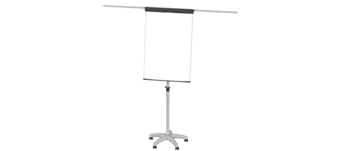 MAUL Flipchart MAULstandard 73 x 101 cm | Mobiles Whiteboard mit 5 Fußrollen und Rundfuß | Magnetisches und höhenverstellbares Board | Schnellwechsel Blockhalter mit 2 Papierhaltern | Grau