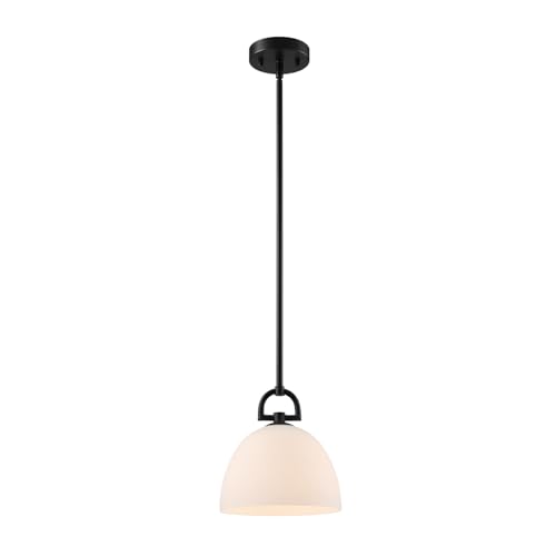Globe Electric 1-Light Pendant Light, Matte Black, White Opal Glass Shade, Modern Transitional Ceiling Light for Kitchen, Dining, or Hallway by Globe Electric - Used condition - Image 7