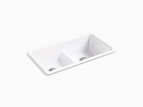KOHLER Iron/Tones® 33' Top-/Undermount Kitchen Sink, Smart Divide® Double-Equal Kitchen Sinks, K-5312-0, White