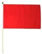 12x18 Red Stick Flag mounted on a 24 inch wooden stick staff (Super Polyester) cloth Fabric (Sewn Edges for Durability)12"x18" 12x18