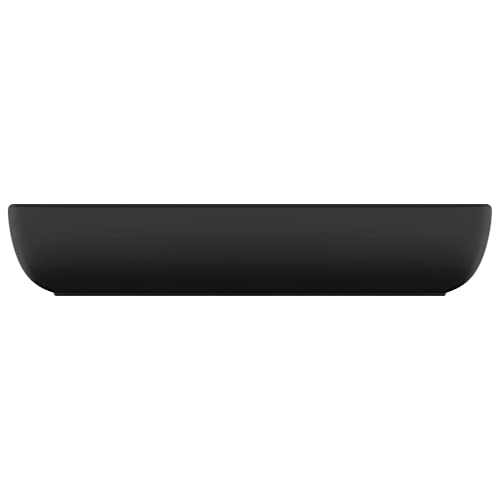 vidaXL Luxus Waschbecken Rechteckig Waschtisch Aufsatzwaschbecken Waschplatz Handwaschbecken Aufsatzwaschtisch Matt Schwarz 71x38cm Keramik