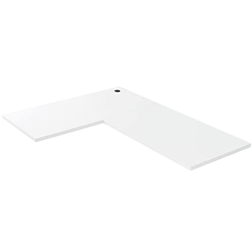 FEZIBO Langlebiger Stabiler Eckschreibtisch 15mm Tischplatte, 140 x 120 cm großes DIY L Form Brett für Schreibtisch Höhenverstellbar Elektrisch, MDF-Material, Weiß Cover