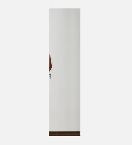 Image of Mintwud Pepperfry Engineered Wood Wardrobe with 1 Doors Storage | Wooden Almirah Cupboard for Clothes Storage Organizer for Living Room Home Bedroom Furniture (Teak and White Finish)
