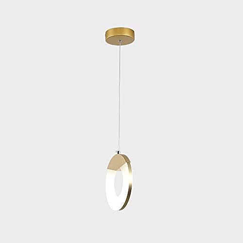 Lámpara de techo colgante LED dorada de 8W con anillo de acrílico para iluminación interior