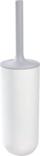 iDesign Cade Bowl Brush and Holder, Toilet Cleaning Set for Bathroom-Matte White/Gray (Pack of 1)