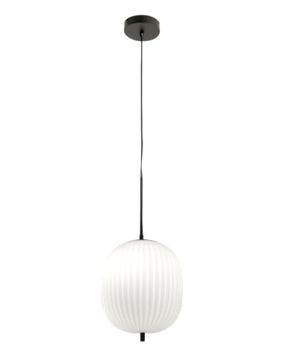 Suspension globe Fabas Luce Domizia en verre noir et douille E27 pour intérieur